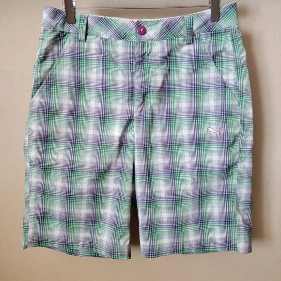 Puma Men's Plaid Golf Shorts - Picture 2 of 16